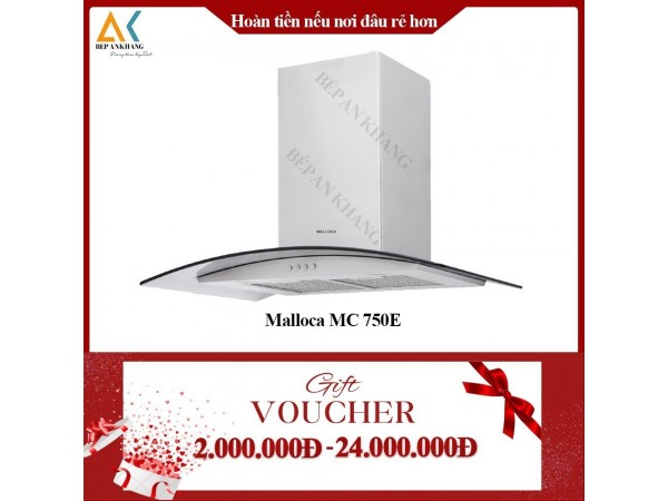 Máy Hút Mùi Áp Tường Kính Cong Malloca MC 750E 