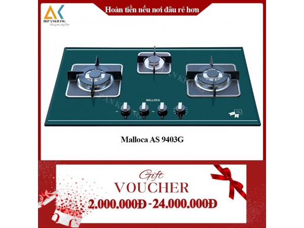 Bếp Gas Âm 3 Vùng Nấu Malloca AS 9403G 