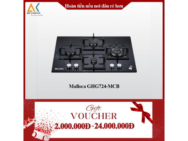 Bếp Gas Âm 4 Vùng Nấu Malloca GHG724-MCB