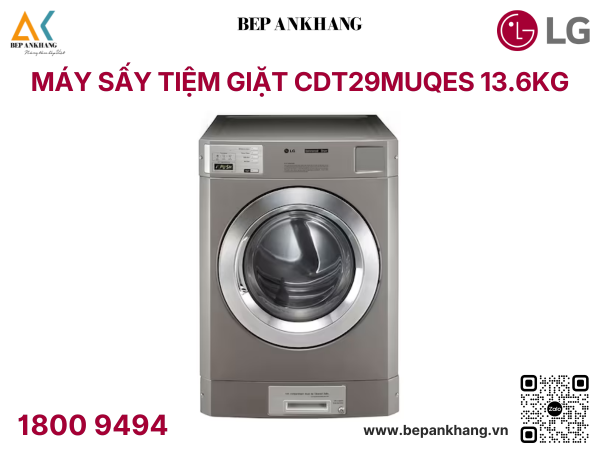 Máy sấy cho tiệm giặt 13.6kg coin type màu bạc CDT29 bằng điện