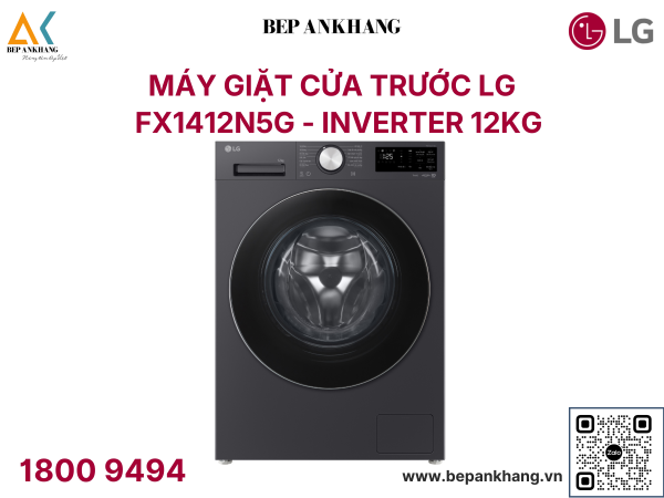 Máy giặt lồng ngang LG FX1412N5G - Inverter 12kg màu than ánh kim 