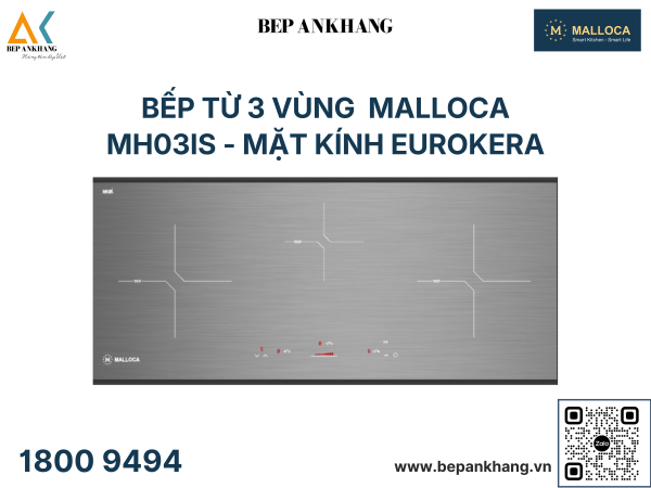 Bếp Từ 3 Vùng Nấu MALLOCA MH-03IS - Mặt kính Eurokera