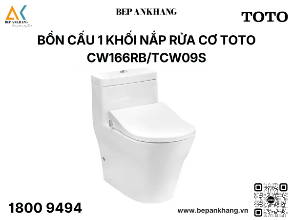 Bàn cầu một khối kèm nắp rửa cơ Ecowasher CW166RB TCW09S T53P100VR