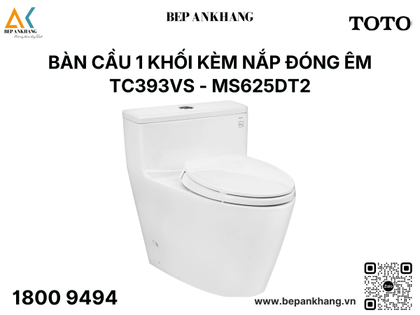 Bàn cầu 1 khối kèm nắp đóng êm TC393VS MS625DT2