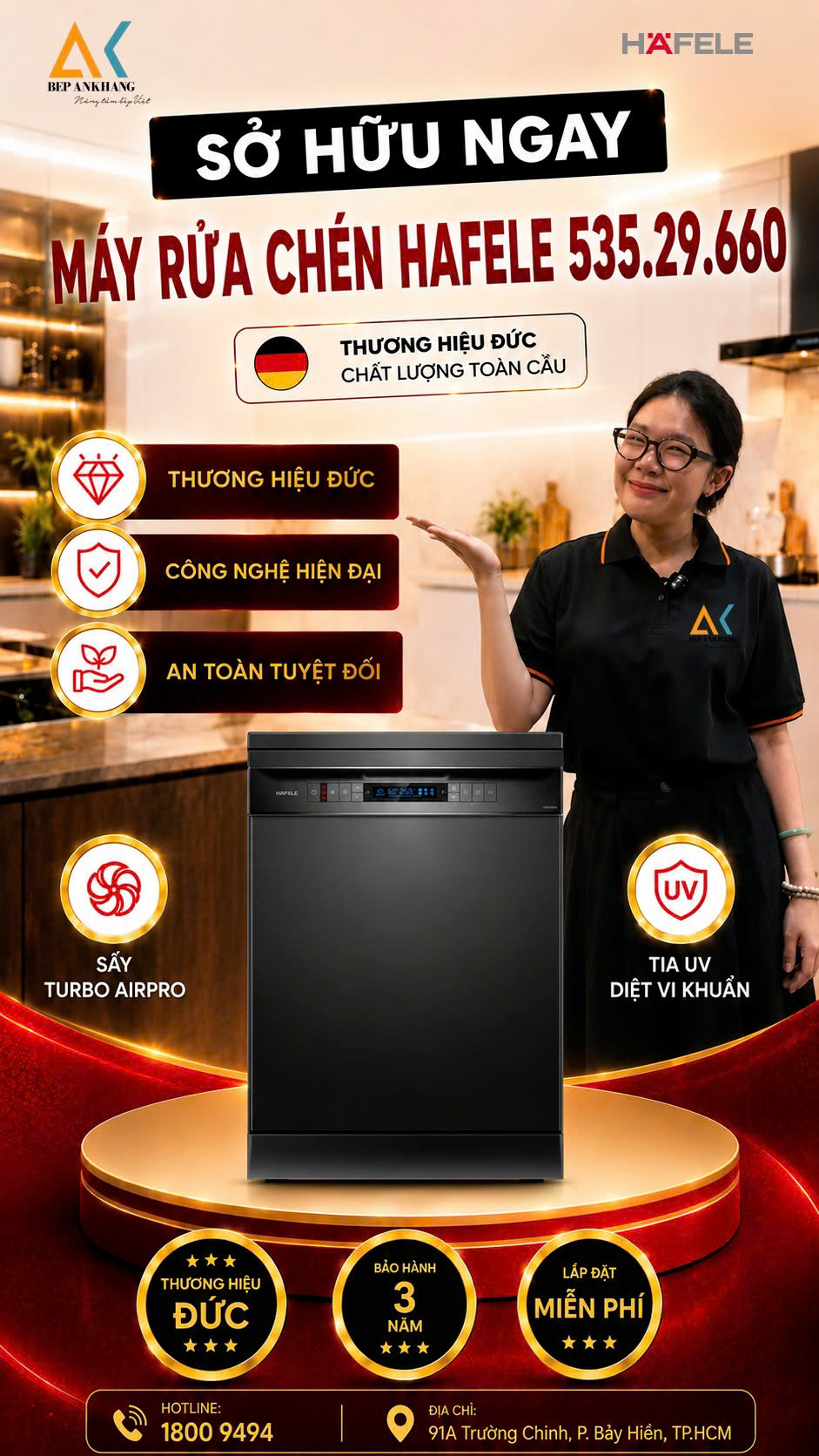 [AN KHANG] Máy rửa chén Hafele giải phóng đôi tay - Lựa chọn hoàn hảo