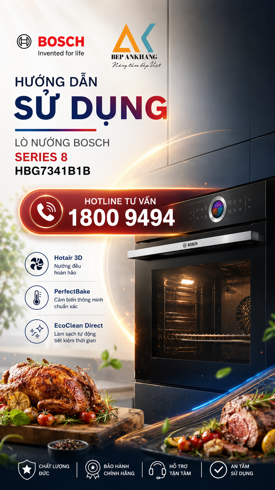 [AN KHANG] HDSD LÒ NƯỚNG BOSCH HBG7341B1B SERIES 8 - GERMANY