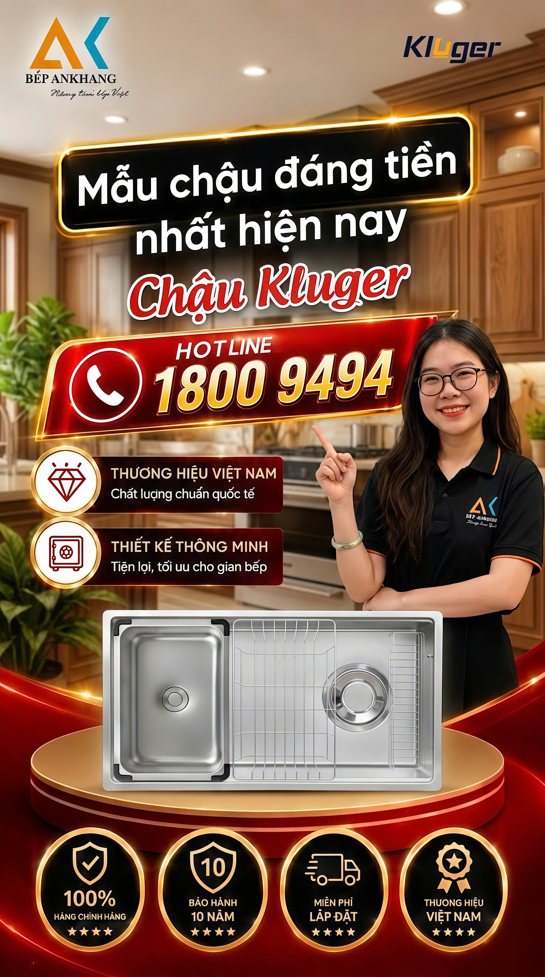 [AN KHANG] CHẬU KLUGER KY8045SL PLUS - ĐÁNG MUA NHẤT HIỆN NAY
